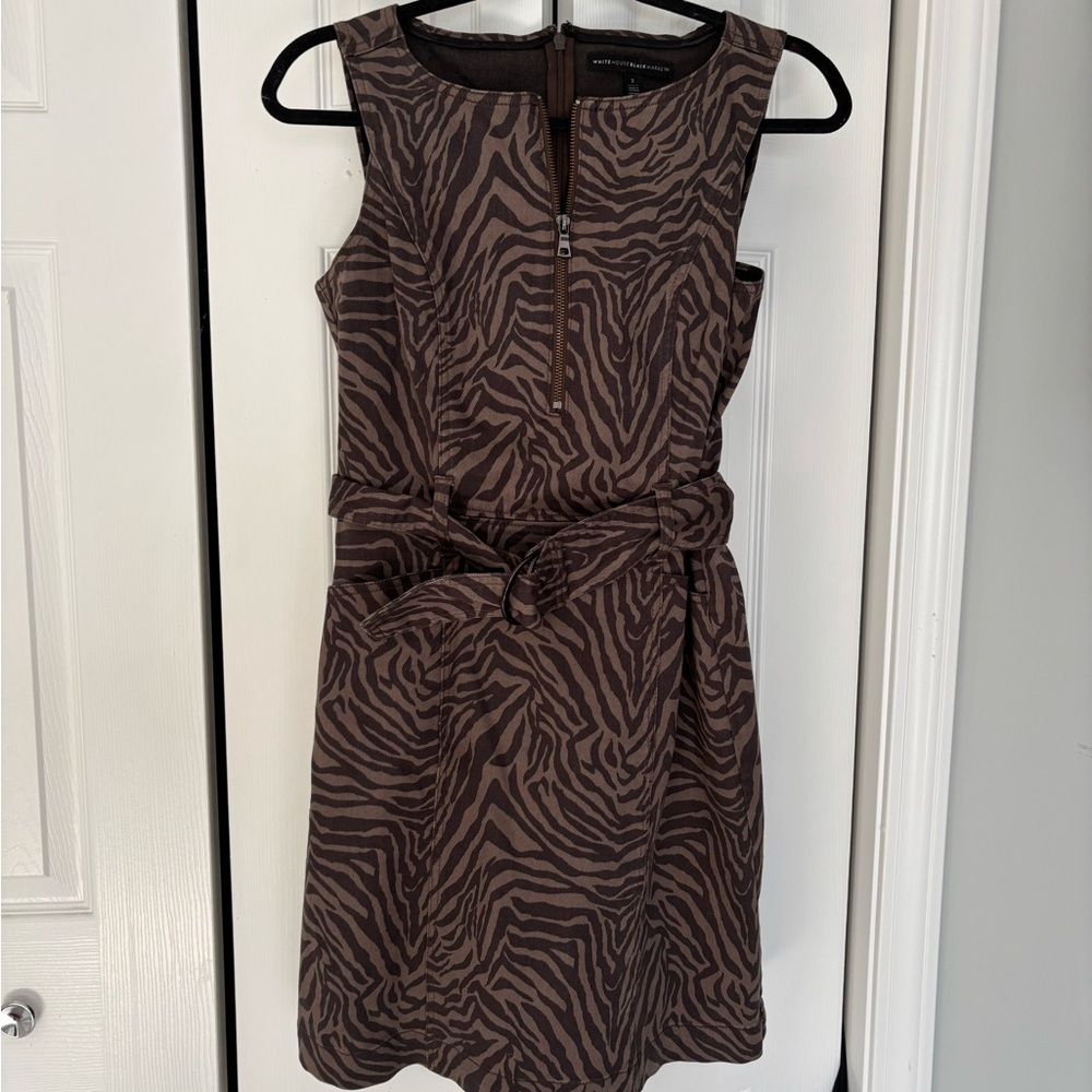 White House Black Market Brown Zebra Print Mini Dress